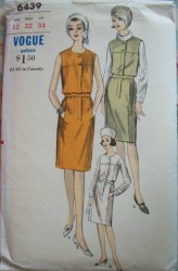 6439 VOGUE 1965 SLEEVES OR NOT DRESS JUMPER, BLOUSE PATTERN 14 34B OR 12 32B CHOICE